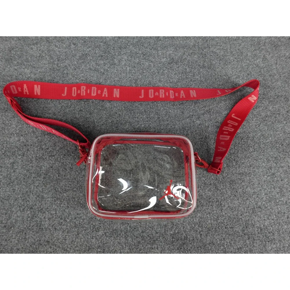 Jordan‎ Crossbody Bag Unisex OS Clear Stadium Approved Jumpman PVC Red Strap